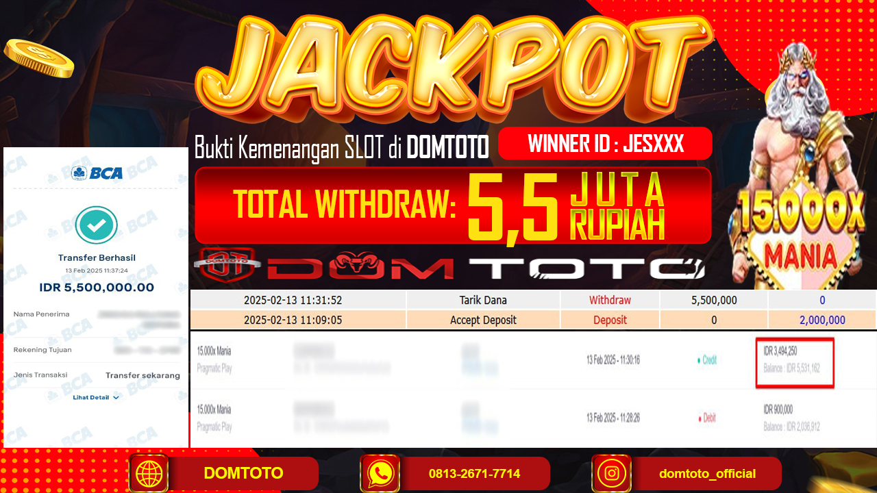 JACKPOT SLOT 15,000X MANIA 13 FEBRUARI 2025